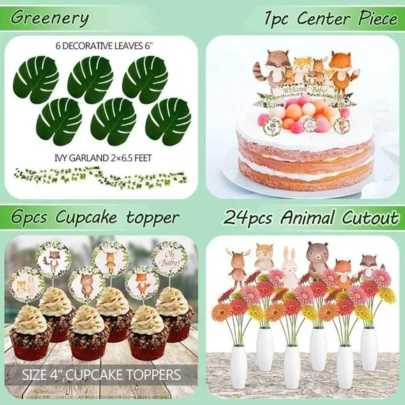 Gender Neutral Woodland Baby Shower Decorations Kit X002ZHQ6RD - Picture 4 of 7
